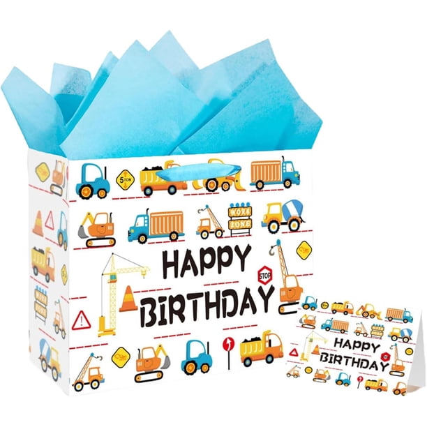 Set de Regalo con Bolsas de Papel Reutilizables, Tarjeta de Felicitación, 5 Pañuelos, para Cumpleaños, Bodas, San Valentín (Azul)