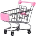 thumbnail image 3 of Mini carrito de compras Carrito de supermercado Carrito de compras Modo de carrito de utilidad Almacenamiento Juguete Accesorio de escritorio y decoración (Acero inoxidable rosa), 3 of 5