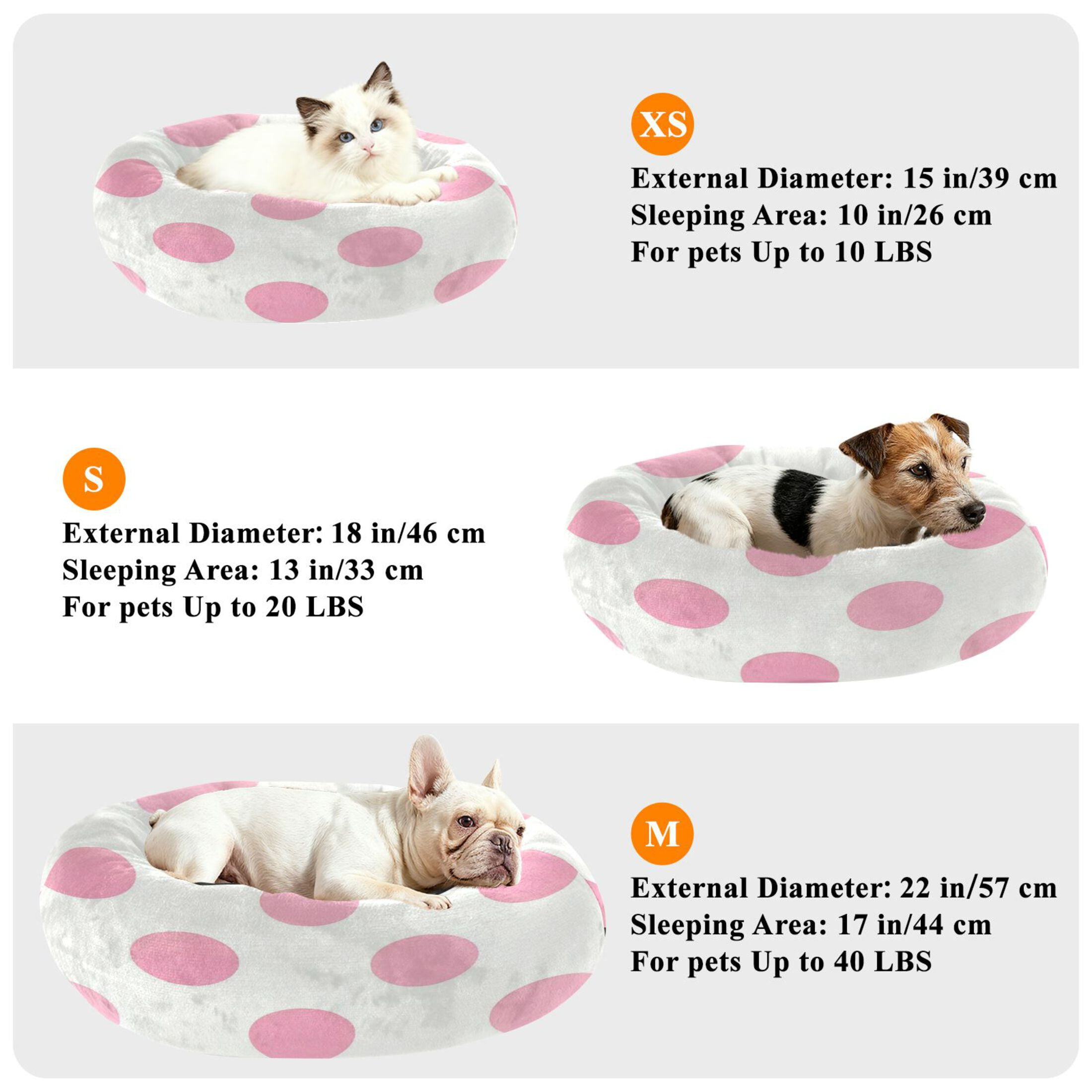 Iauyy Pet Couch Donut Cat Bed for Indoor Cats/Small Dogs Washable & Machine with Non-slip Bottom Calming Cat Furniture, The Pattern Of Dots (XS)