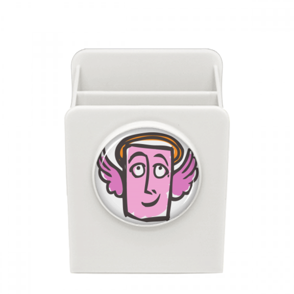 Angel Face Sketch Happy Desk Pencil Holder Cup Pen Organizer