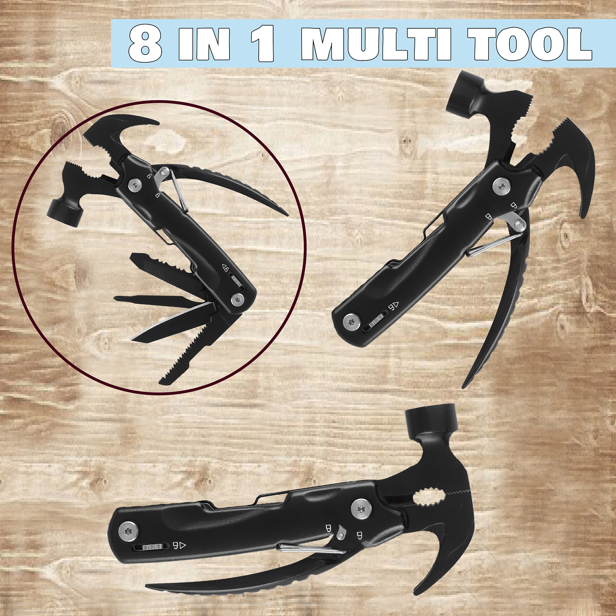 Ascent Handyman DIY Gift Tool Hammer Pliers 8 in 1 Multitool Gift Boxed, Handy Pocket Knife Screwdriver Saw For Camping Fishing Hiking Hunting - Gift Idea for Father, Men, Boyfriend, Women