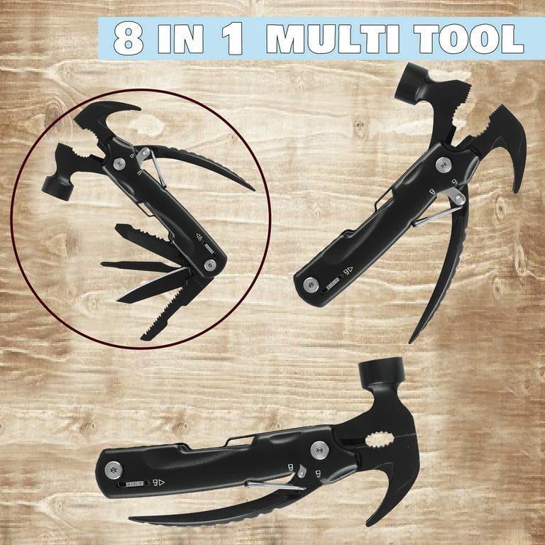 Unique Gift, Cool Gadgets, Multitool Hammer 12-in-1, JUXWONE 2023 NEW,  Portable Folding Outdoor Gear, Survival Tool Kit, Safety Lock, Screwdriver,  Pliers, Knives, Saw, Durable Nylon Sheath, EDC 
