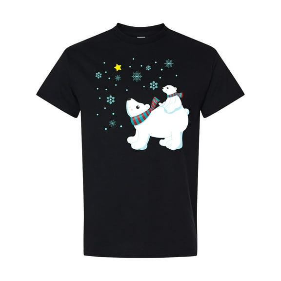 Inktastic Christmas Polar Bear and Cub with a Star T-Shirt