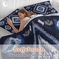 thumbnail image 4 of 3 Piece Boho Navy Blue Grey Duvet Cover Set Queen Size,Microfiber Comforter/Quilt Cover with Corner Ties and 2 Pillowcases,Ethnic Geometric Vintage Southwestern All Season Bedding with Zipper Closure, 4 of 8