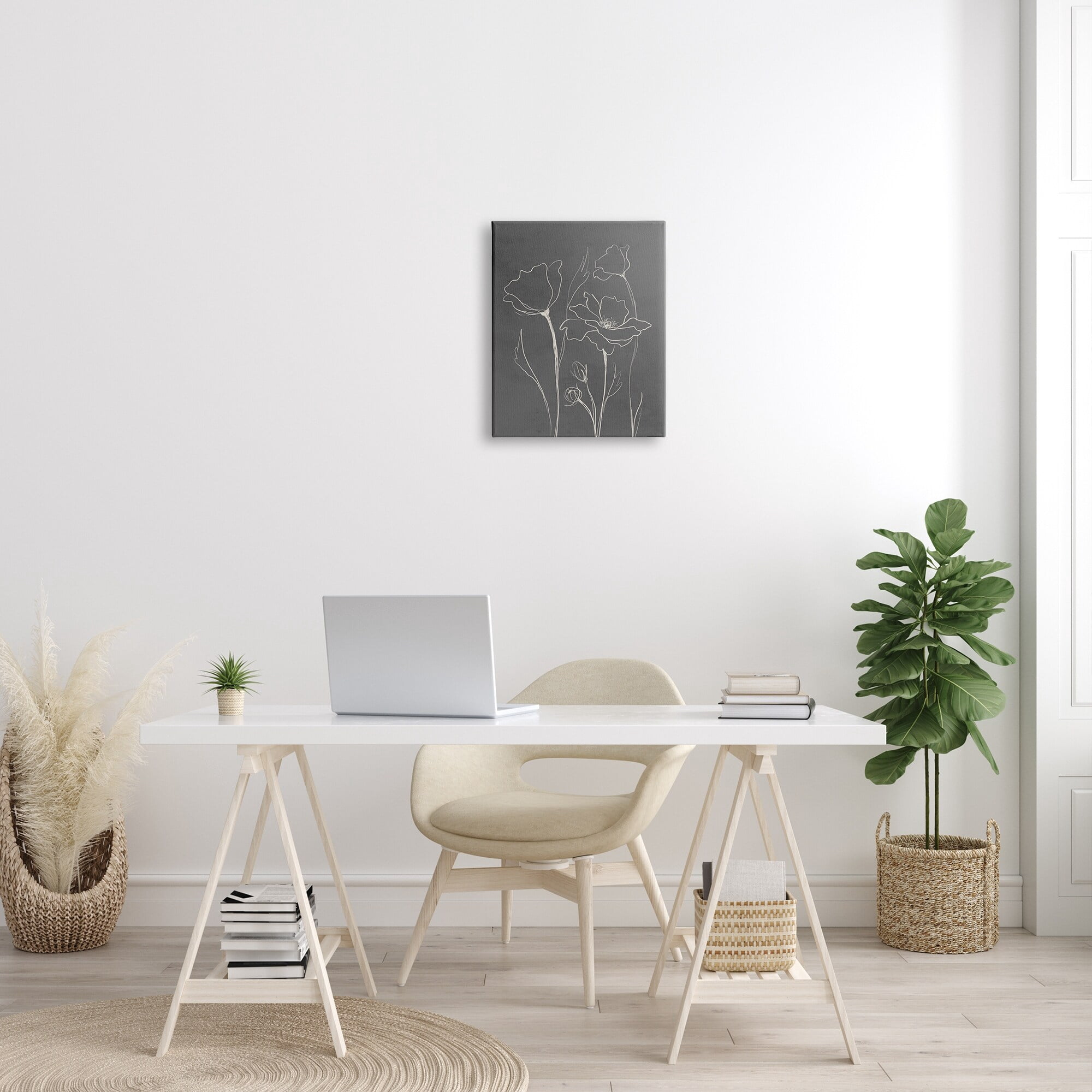 Stupell Industries Blooming Flower Buds Casual Grey Line Doodle Graphic Art Gallery Wrapped Canvas Print Wall Art, Design by Elizabeth Medley