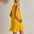 thumbnail image 6 of Hduncf Women's Sleeveless Ruffle Hem Mini Dress Half Zip Stand Collar A Line Short Dresses Summer Casual Boho Beach Sundress Yellow XXL, 6 of 8