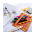 thumbnail image 3 of 8PCS Three-Hole -Capacity Pencil Case File Bag Durable Binder Pouch with Clear Window Orange, 3 of 6