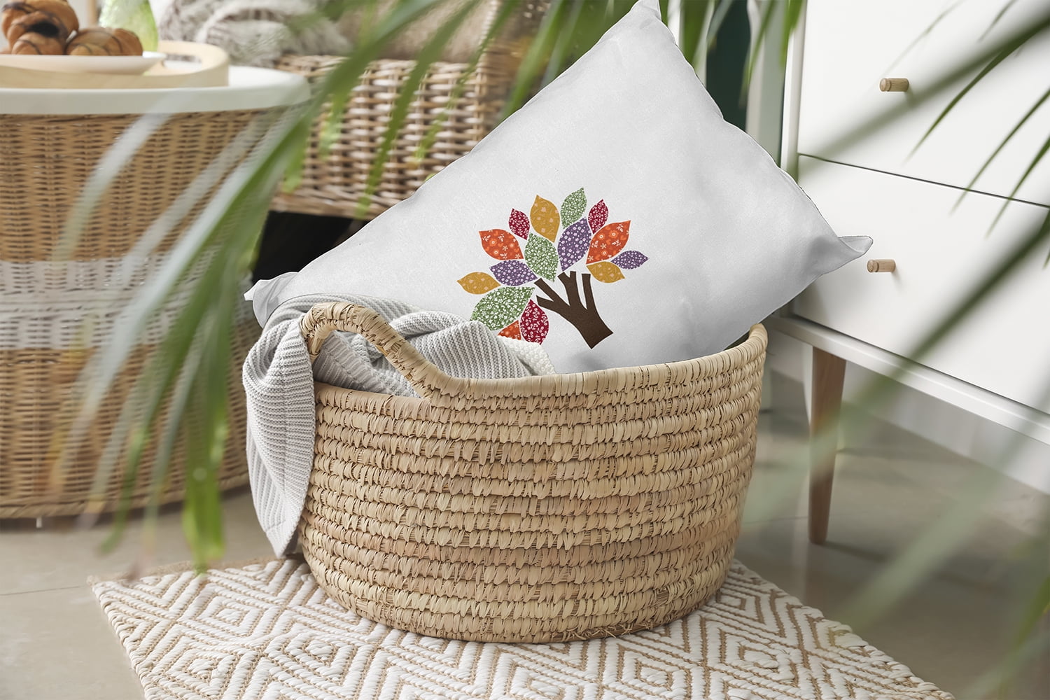 20" x 14" Simply Daisy Printed Quilt Tree Polyester Accent Pillow, Scallion Qty 1