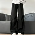 thumbnail image 2 of PXLKNZH Jogger Sweatpants Women High Waisted Drawstring Wide Leg Straight Pants Casual Loose Fit Workout Pants with Pockets Black,M, 2 of 7
