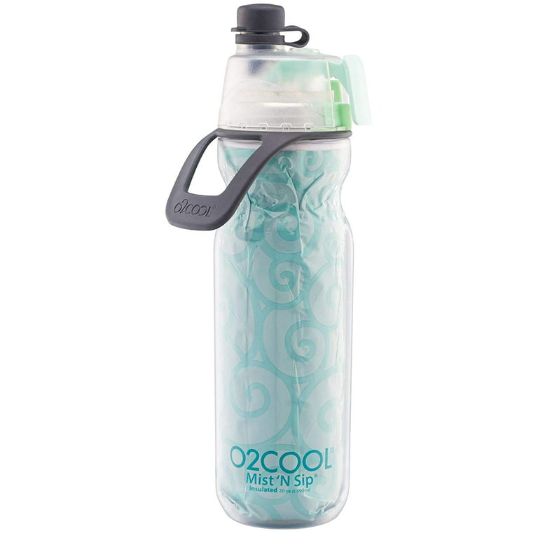 O2COOL Mist N' Sip 20 fl oz No Leak Pull Top Sprout Sports Water Bottle,  Single, Splash Blue