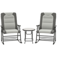 thumbnail image 1 of Outsunny Ensemble de 3 Chaises Berçantes Pliables pour Patio, Gris Pâle, 1 of 10