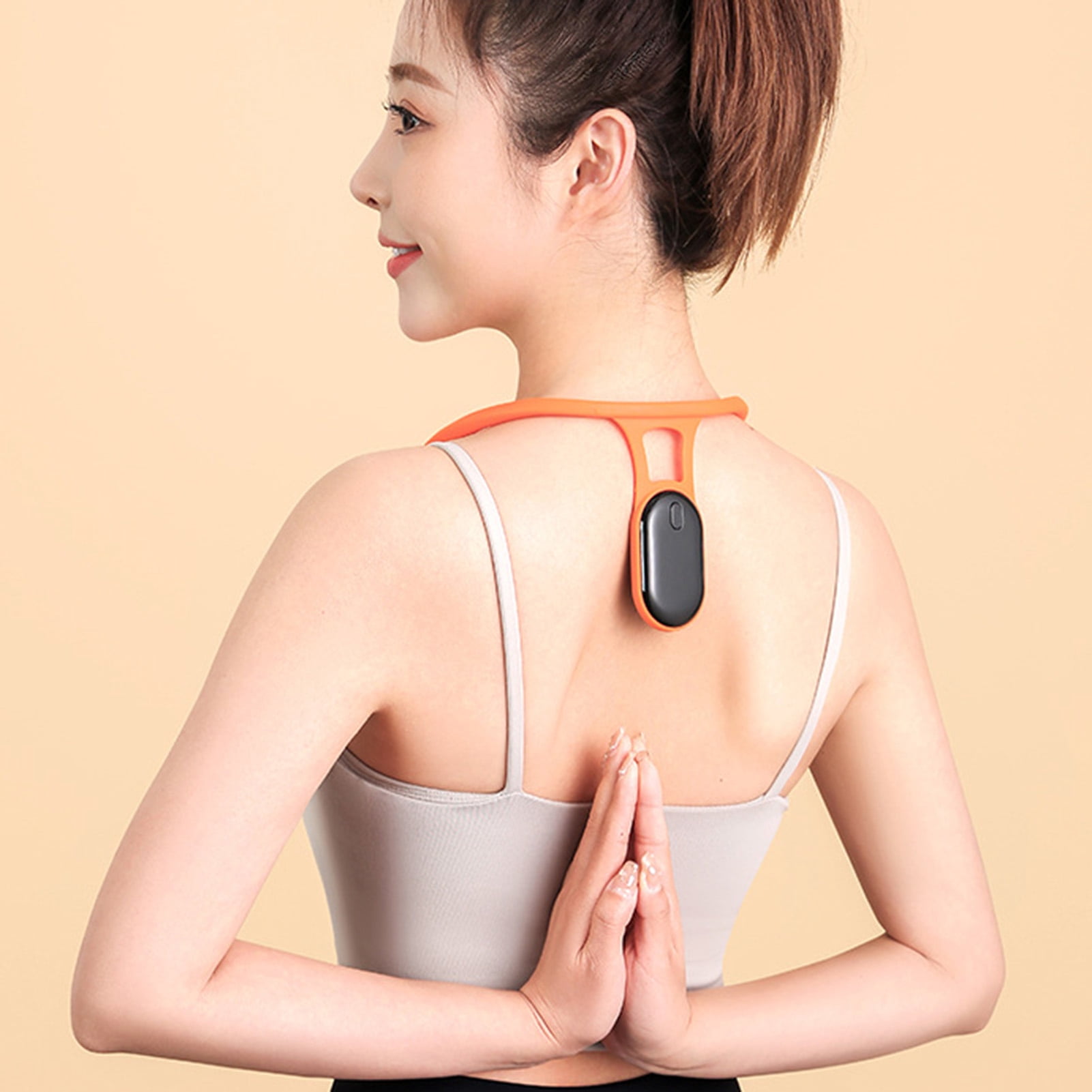 Happydeer 1 Set Posture Correction Belt Real-time Monitoring Feel Free to Wear LCD Counting Smart Vibration Reminder Intelligent Sensing Hanging Neck Corrector for Office