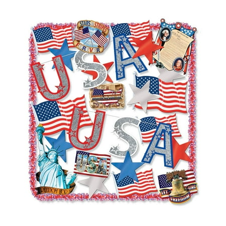 Party Central 25-Piece Blue and Red Patriotic Party Accessory Kit
