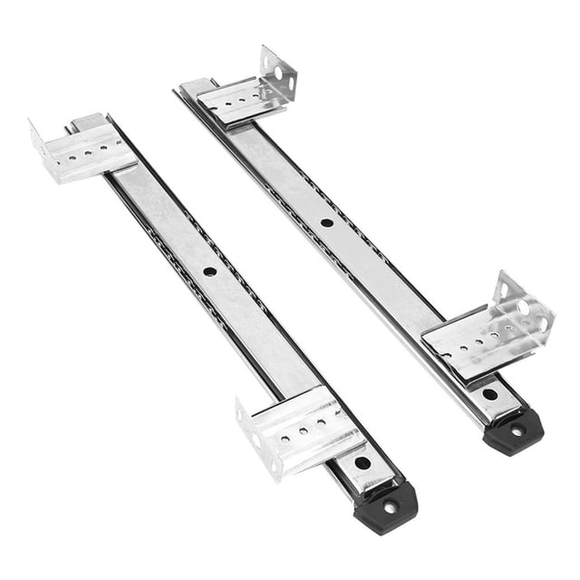2Pcs Adjustable Height Keyboard Slide with Solid Ball and Slip Pad 14 Inch Steel Tray Accessories for Computer Desk Black