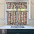 thumbnail image 3 of Green Pink Flowers2(1) Kitchen Curtain Valance 3 Piece Home Curtains and Valance Set Curtain Sink Window Decor Window Treatment Tier 27.5x36 Length, 3 of 6