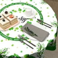thumbnail image 5 of St. Patrick''s Day Gnomes Tablecloth Round 60 Inch Lucky Shamrock Washable Table Cloth for Holiday Parties Dining Table Kitchen Decor, 5 of 5