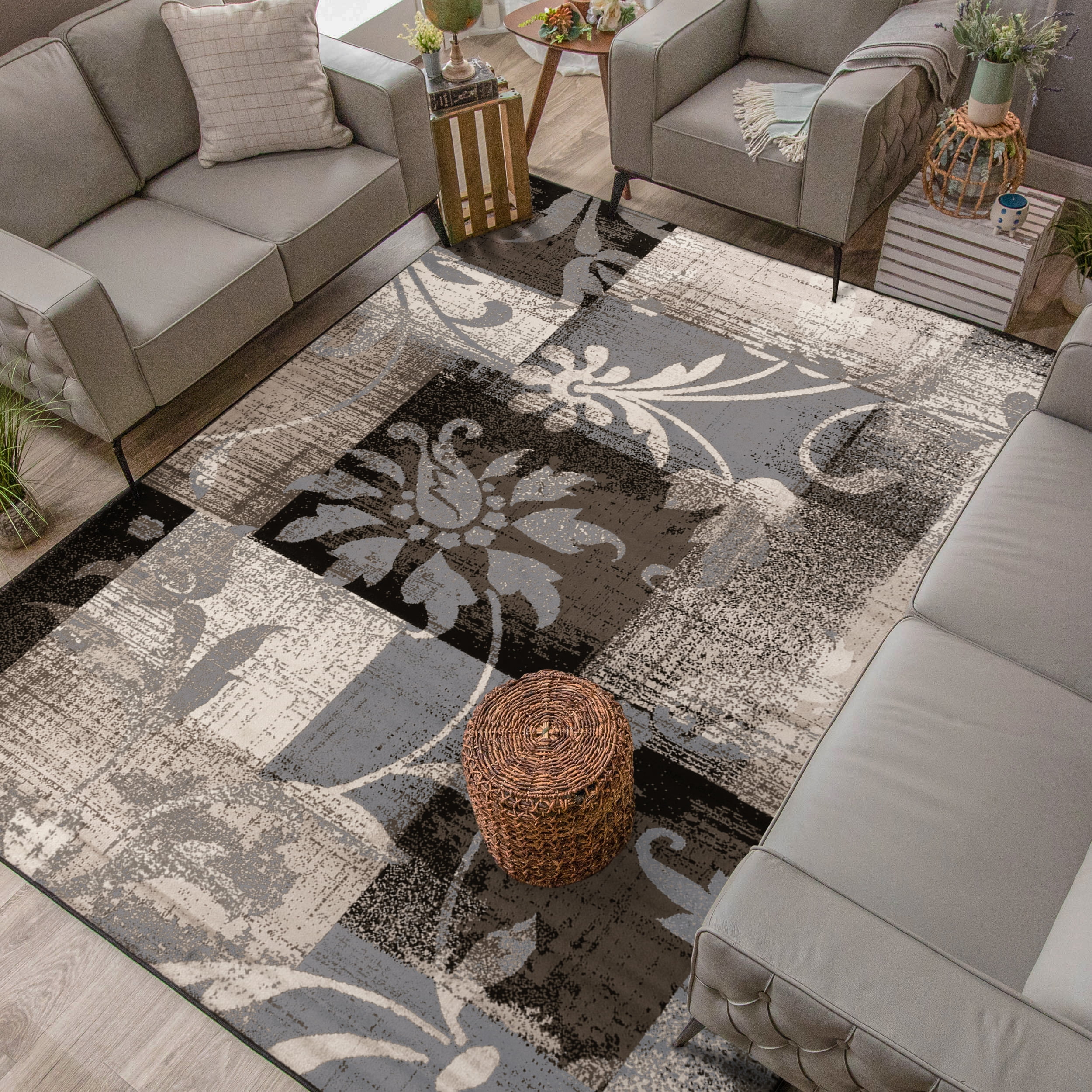 Superior Pastiche Floral Indoor Area Rug, 8' x 10', Beige