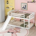 thumbnail image 2 of Bellemave Twin Size Bunk Bed with Slide Twin over Twin Bunk Bed with Convertible Slide and Ladder Low Bunk Bed Wood Junior Floor Bunk Bed Frame 2 Bunk Bed, White, 2 of 10