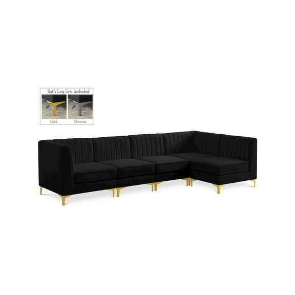Meridian Furniture Alina Black Velvet Modular Sectional