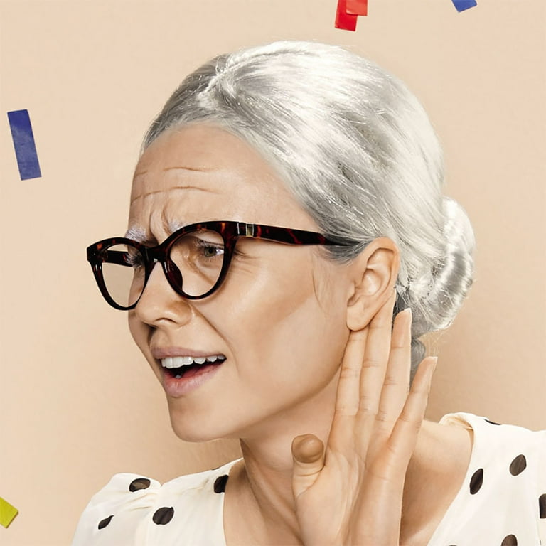 Womens Fashion 2024 Old Lady Grandma Granny Grey Wig Bun Hair Grand Mother Fancy Dress Walmart