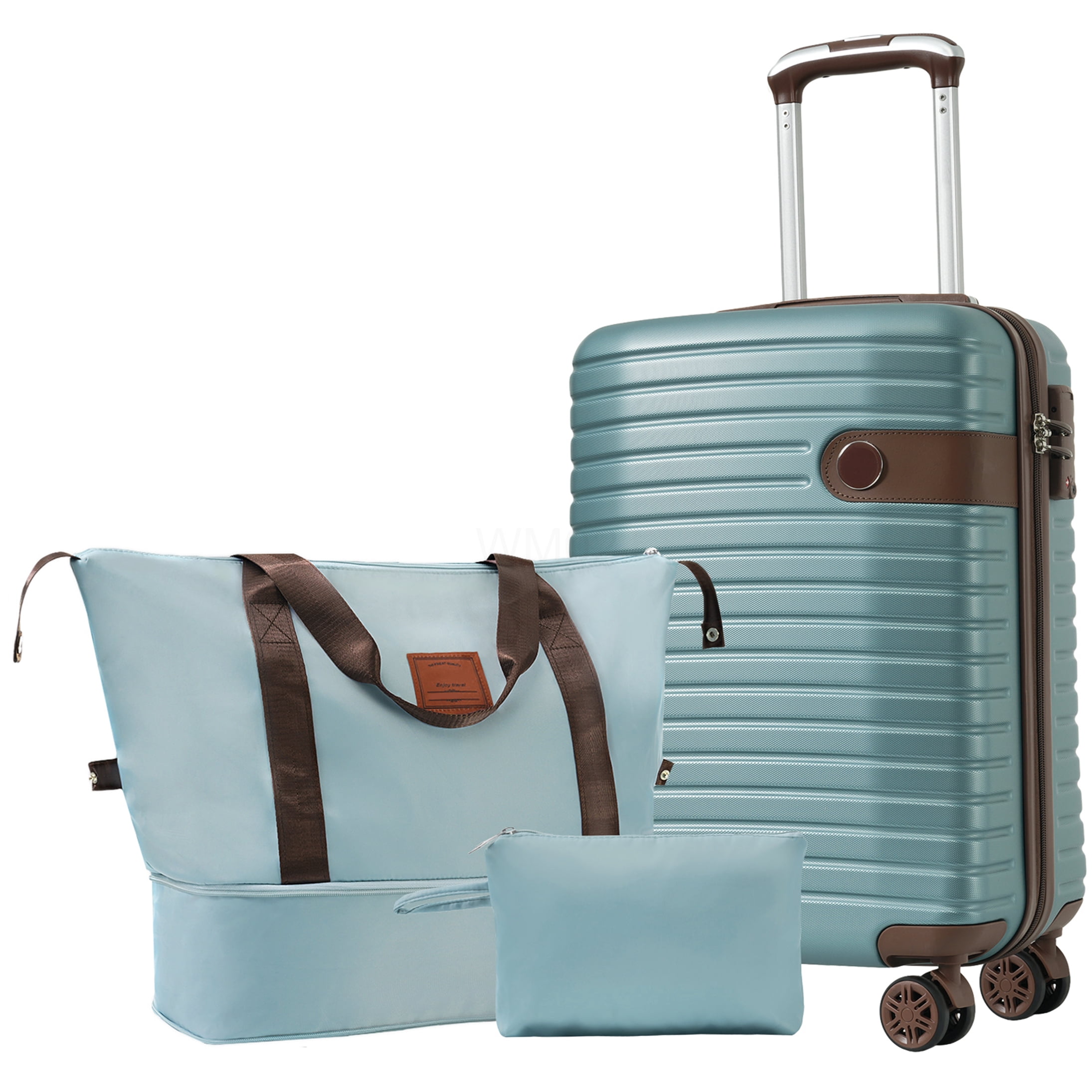 3-Piece Blue ABS Hardshell Luggage Set with Spinner Wheels, TSA Lock, Airline Approved Carry On Suitcase