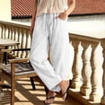 thumbnail image 3 of Womens Wide Leg Barrel Pants Palazzo Casual Flowy Beach Cropped Harem Pants Summer 2026 Casual Drawstring Capris (White,L), 3 of 5