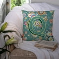thumbnail image 3 of Carolines Treasures CJ2015-QPW1414 Letter Q Circle Circle Teal Initial Alphabet Canvas Fabric Decorative Pillow  14Hx14W, 3 of 4