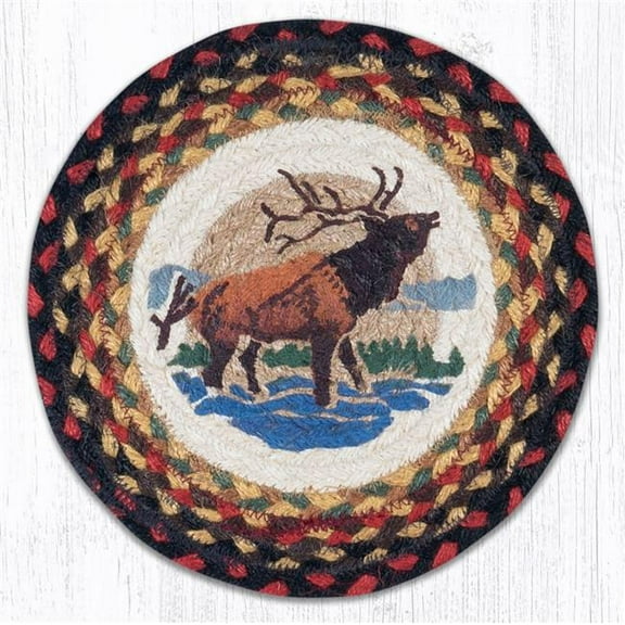 Capitol Importing 80-319WE 10 in. Jute Round Winter Elk Printed Trivet