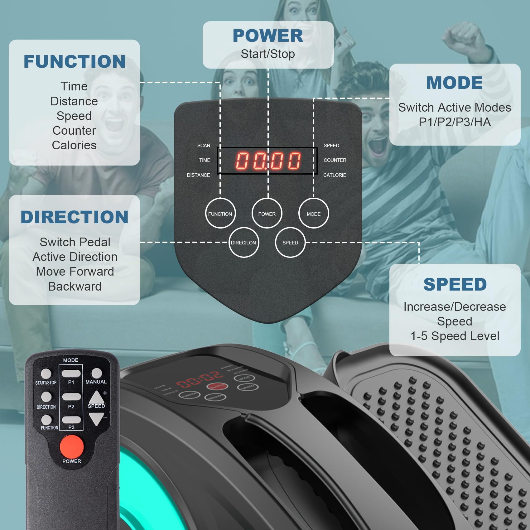 PROHIKER Under Desk Elliptical Machine, Electric Seated Pedal Exerciser Ellipse Leg Exerciser with Remote Control and LCD Display, Leg Exerciser While Sitting for Seniors