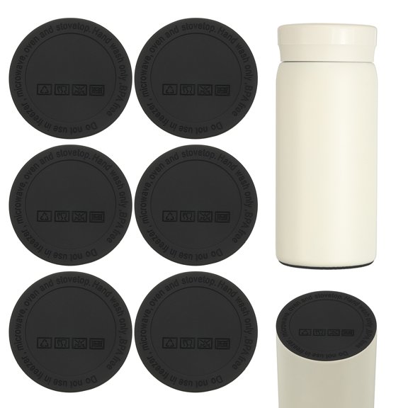 Uxcell 6 Pcs Silicone Bottoms for Sublimation Tumblers, 2.2" Tumbler Silicone Protective Anti-Slip Silicone Bottoms with Adhesive for Wine Tumbler Skinny Straight Tumblers, Black