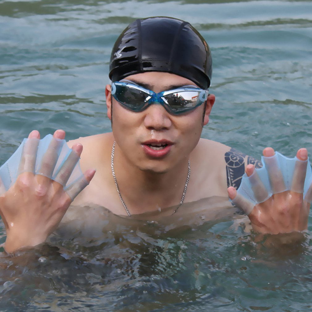 Silicone Swimming Flippers Hand Swim Web glove size S M L Fins Paddle Dive 