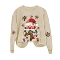 thumbnail image 4 of Atogsazn Women's Santa Christmas Sweatshirt Oversized Fleece Long Sleeve Pullover Sweater Fall Clothing Tops 03-Khaki L Fashion, 4 of 8