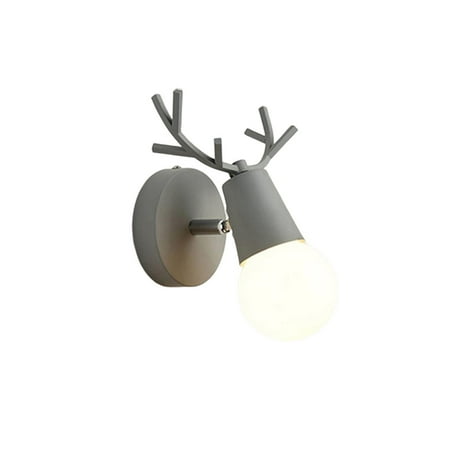 

TureClos LED Lamp with Holder Wood Vintage Modern Bedside Wall Lights Bedroom Corridor Hallway for Home Indoor Children Room Office Grey