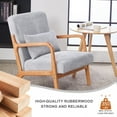 thumbnail image 6 of SYNGAR Mid-Century Modern Accent Chair, Arm Chair Living Room Upholstered Chairs with Pillow, Reading Chair with Solid Wood Frame & Living Room Bedroom Balcony, Light Grey, 6 of 11