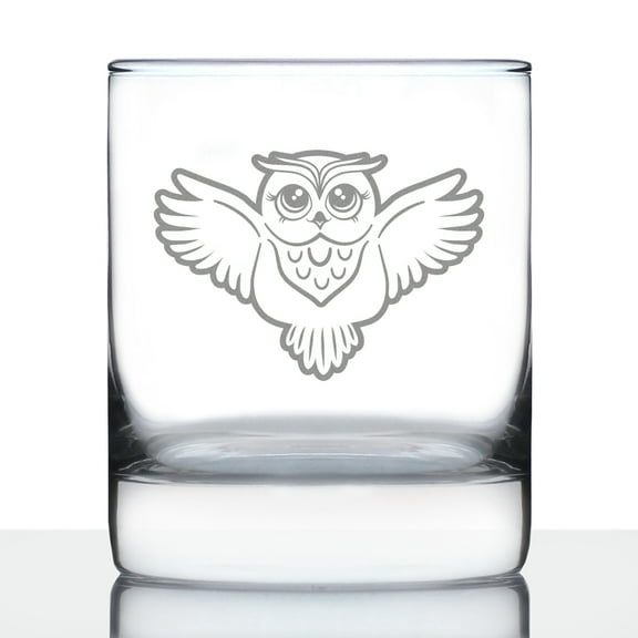 Bevvee Whiskey Rocks Glass 10.25 oz Cute Owl Gifts for Owl Lovers Glassware & Drinkware