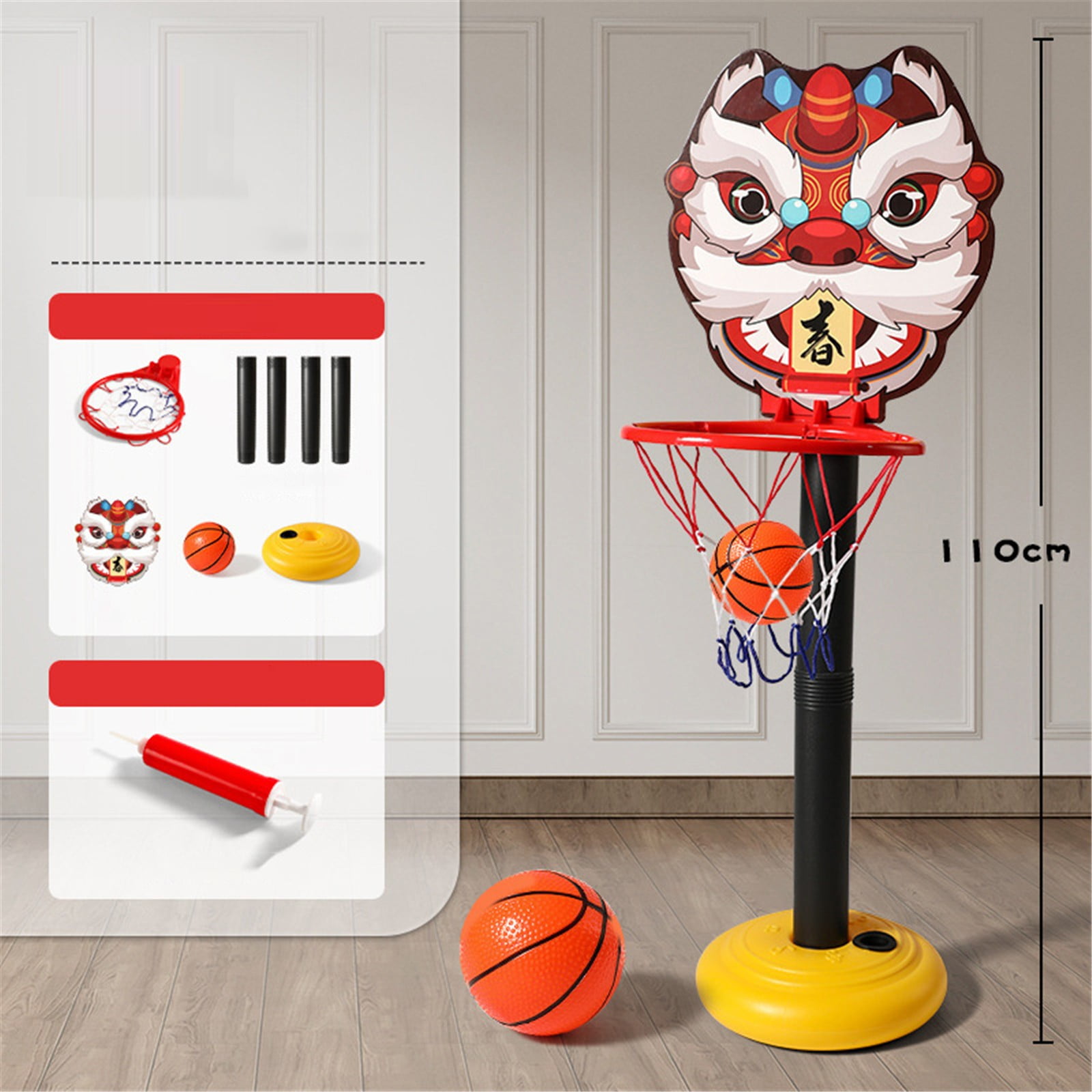 Adjustable Height Standing Basketball Hoop for Indoor and Outdoor Play - Kids Basketball Stand with Hanging Backboard & Sports Shooting Frame Toy for 𝗕𝗼𝘆𝘀 𝗮𝗻𝗱 𝗚𝗶𝗿𝗹𝘀