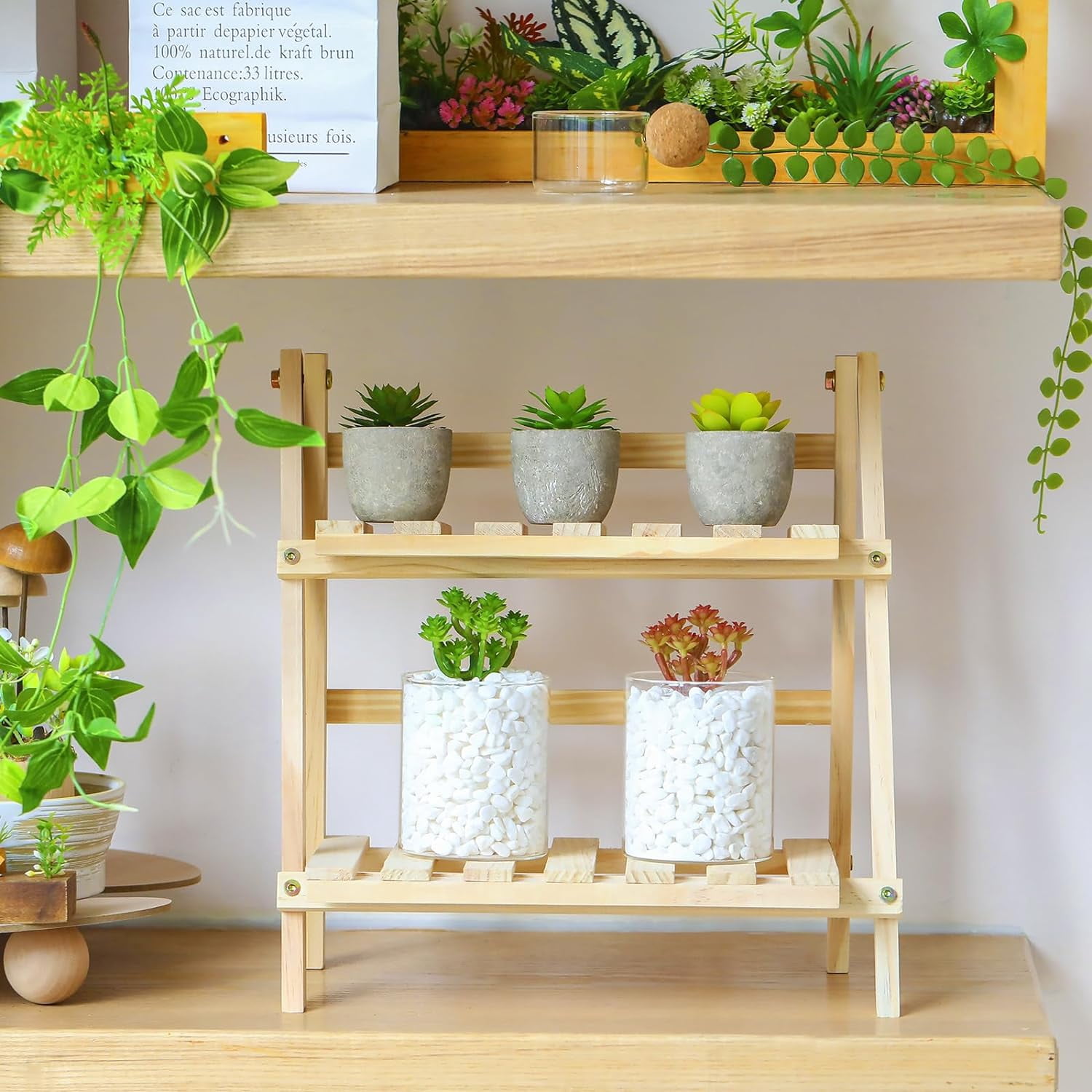 50 Pcs Bulk Mini Artificial Succulents Plants Assorted Unpotted Realistic Plants Fake Textured Succulent Picks Realistic Plastic Cactus Stems for Succulent Garden Home Decor (Large Style)