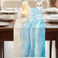 thumbnail image 3 of Table Runners 72 Inches Long Dress Scarves, Blue Beige Waves Farmhouse Kitchen/Dining Table Runner, Coffee Tablerunners, Summer Beach Coastal Nautical Ocean 16x72 Inch, 3 of 9