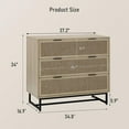 thumbnail image 2 of Rattan Dresser for Bedroom, 37.2" Wide 3 Drawer Dresser with Metal Handles, Wood Storage Chest of Drawers for Living Room and Hallway, Natural, 2 of 7