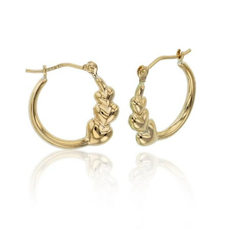 Hygi Care Ygi Fe0132y 14k Yellow Gold Triple Graduated Heart Hoop Ygi Fe0132y 14k Yellow Gold Triple Graduated Heart Hoop Earring