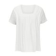 thumbnail image 5 of dazeni Women Eyelet Tunic Tops Lightweight Dressy Casual Summer Short Sleeve Shirts Loose Pleated Square Neck Blouse Top, 5 of 6