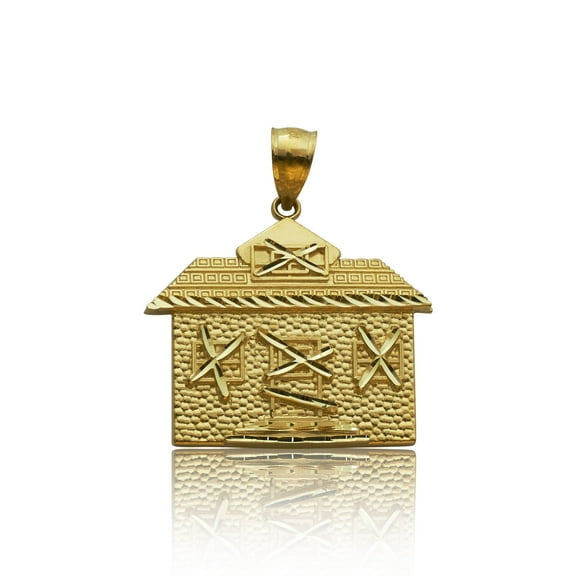 LoveBling 10k Yellow Gold Large Trap House Pendant (1.30" x 1.11")