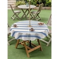 thumbnail image 5 of Outdoor Tablecloth with Umbrella Hole Zipper Navy Blue Striped Round Tablecloth 60" Waterproof Outside Table Cloth Rustic Blue Stripe Modern Art Beige Patio Table Cover Tablecloths for Picnic Party, 5 of 8