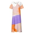 thumbnail image 5 of CHOK Robe en Lin Décontractée à Manches Courtes et Col Rond pour Femmes, Couleur Unie, Coton et Lin, Robe d'Été 2024 avec Poches, Gris, TG, 5 of 5