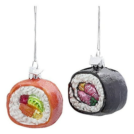 Glass Sushi - Noble Gems Glass Sushi Ornament Set Of 2, Made of quality glass material By Kurt Adler,USA