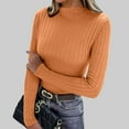thumbnail image 2 of Bovxnpu Women Long Sleeve Shirts Basic Tee Casual T-Shirt Women's Rib Knit Turtleneck Long Sleeve Thermal Layering Casual Tops, 2 of 8