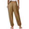 thumbnail image 4 of Dolkfu Jogger Fall&Winter Pants for Women Yellow Refined Regular Cotton Blend Mid-Waist Joggers Sweatpants Solid Elastic Waist Casual Khaki,Xxxl, 4 of 5