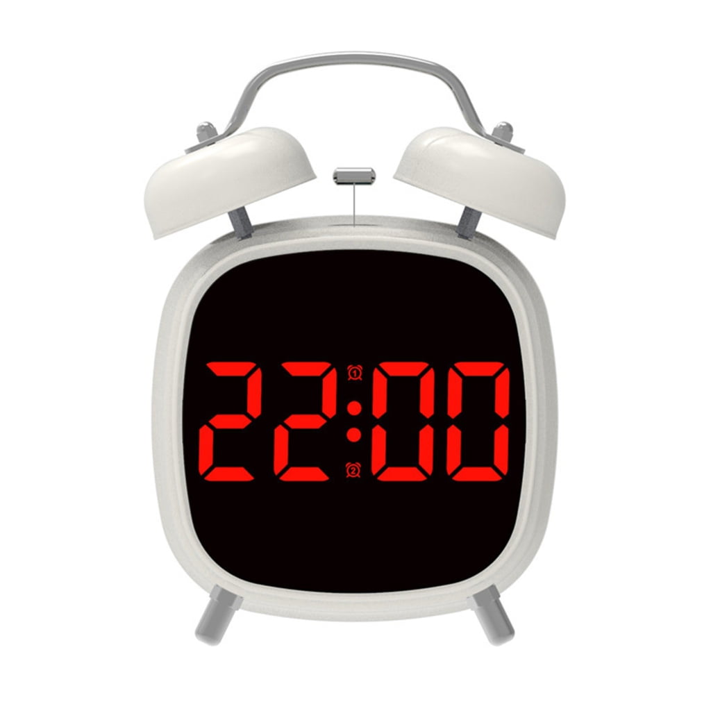 Vintaged Digital Alarm Clock Twin Bells Loud Alarm Desk Clocks with Light Dimmable Display