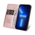 thumbnail image 4 of Allytech For iPhone 12 Pro Max 6.7 inch Flip Wallet Case,Luxury Solid Color PU Leather Magnetic Closure Folio Card Slots Shockproof Kickstand Soft TPU 360 Protection Cover.Rosegold, 4 of 10