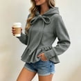 thumbnail image 6 of Njagoc3 Women's Bow Tie Front Sweatshirt Long Sleeve Pullover Top Ruched Waist Casual Hoodie with Pockets Trendy Fall Winter Outwear, 6 of 6